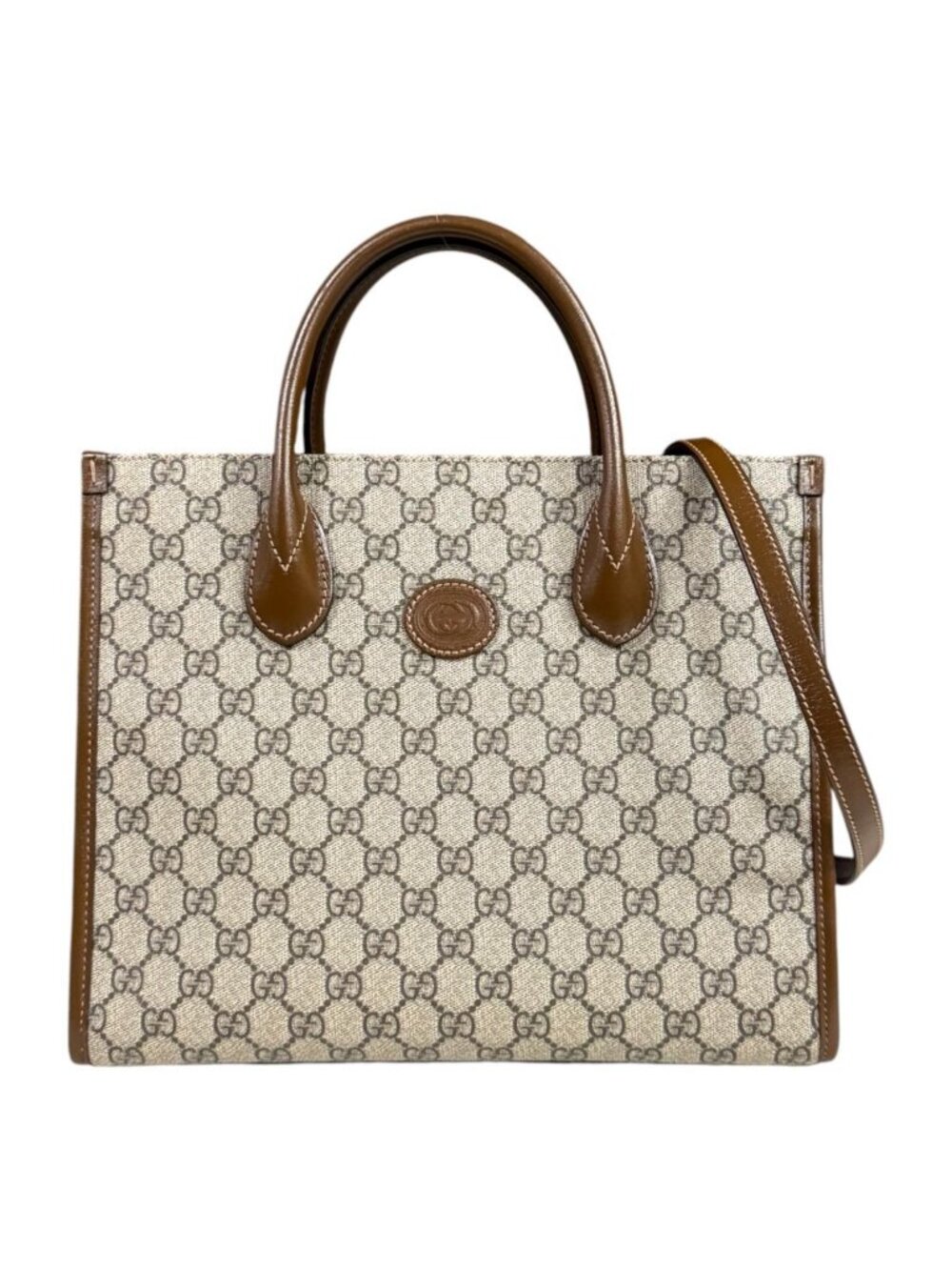 Gucci GG Small Tote Bag Supreme Shoulder Canvas Brown